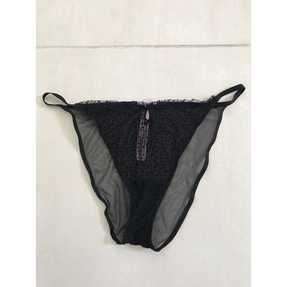 Savage X Fenty Lingerie Sheer Textured Polka Dot Striped Pleated Panty - Picture 1 of 7